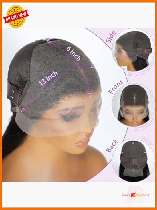 32 Inch 13x6 Lace Front Wig Human Hair 200% Density Straight HD Lace Frontal Wig main image 4